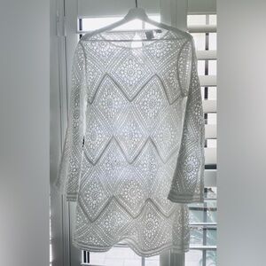 Joie White Crochet Long Sleeve Dress